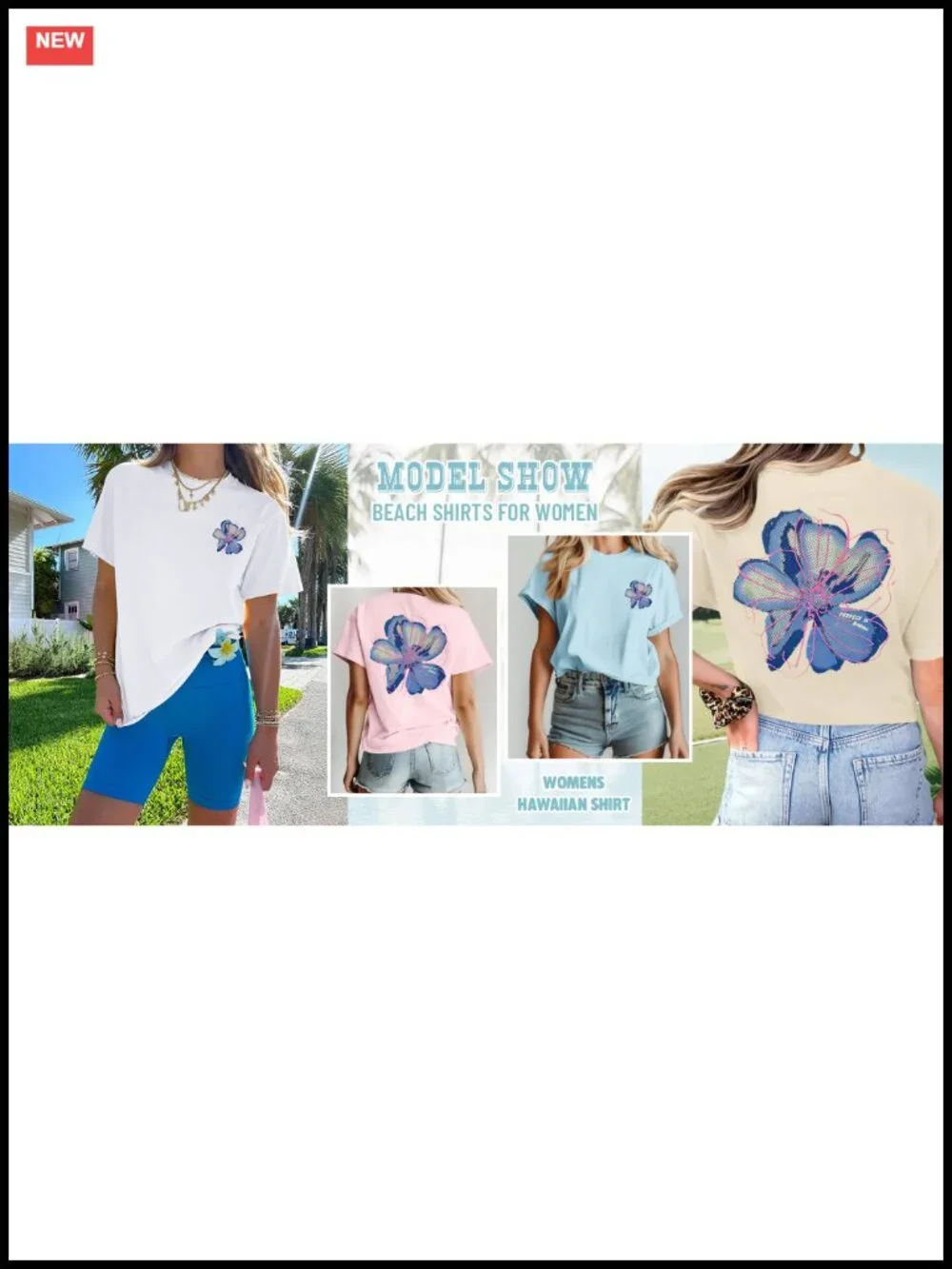 Floral Hawaiian Graphic Tee for Women Summer Beach Vacation Top